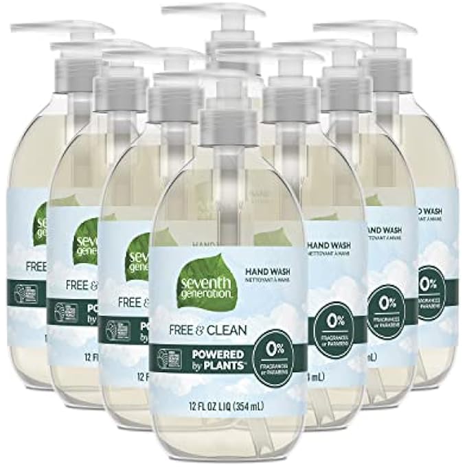 Seventh Generation HAND WASH, FREE & CLEAN UNSCENTED, 12 FL OZ, (PACK OF 8) - Image 1